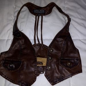 Stylish brown cropped leather  vest